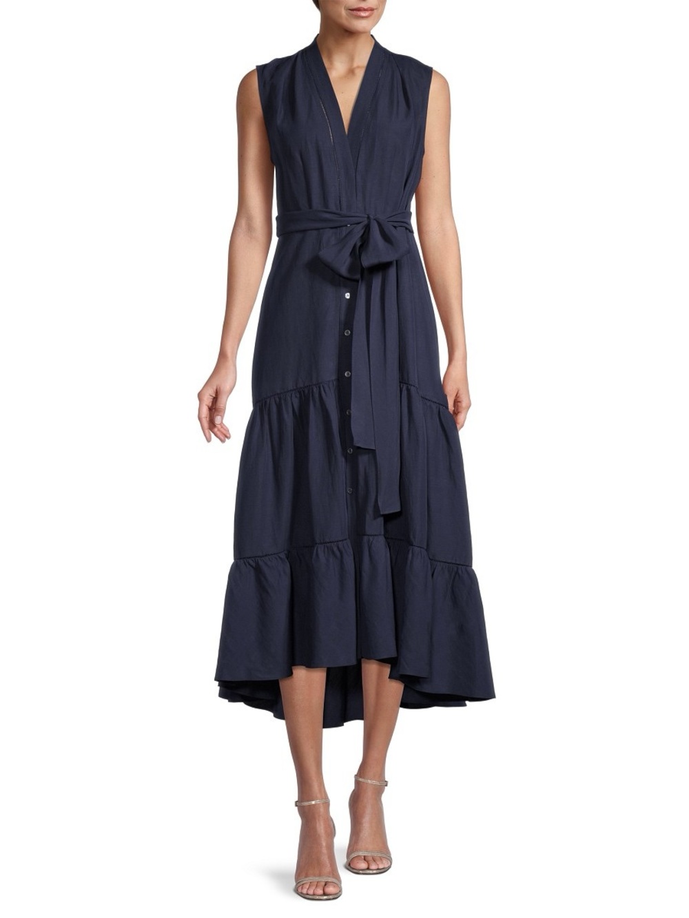 Kobi Halperin Navy Sleeveless Tie-Front Maxi Dress